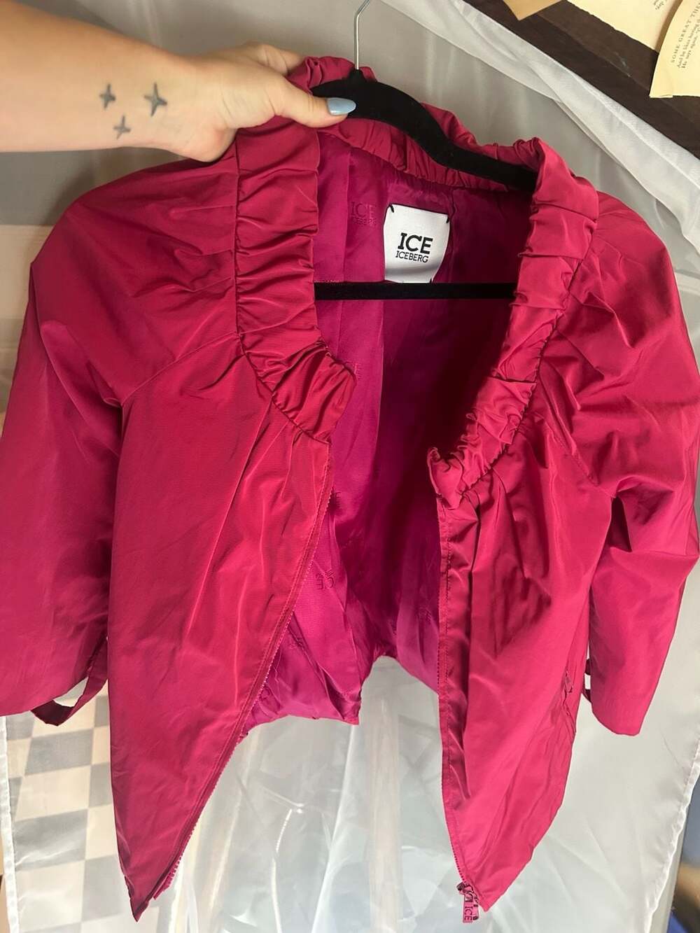 Ice Iceberg Hot Pink Ruched Collar Jacket